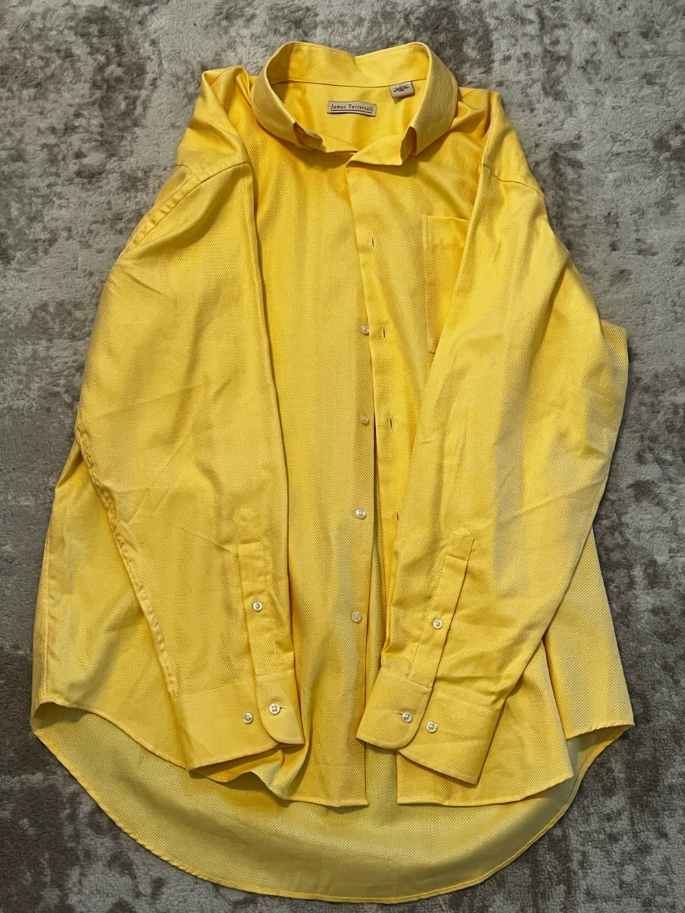 James Tattersall Mens Large Yellow Textured Oxford Long Sleeve Button Down